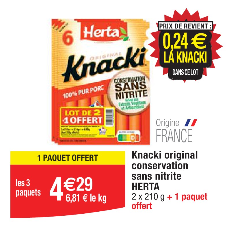 Knacki original conservation sans nitrite HERTA