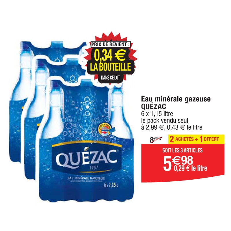 Eau minérale gazeuse QUÉZAC