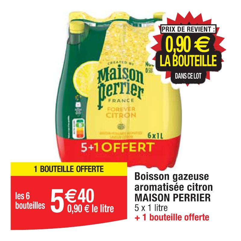 Boisson gazeuse aromatisée citron MAISON PERRIER