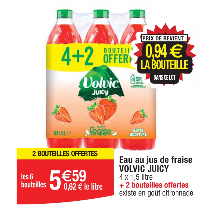 Eau au jus de fraise VOLVIC JUICY