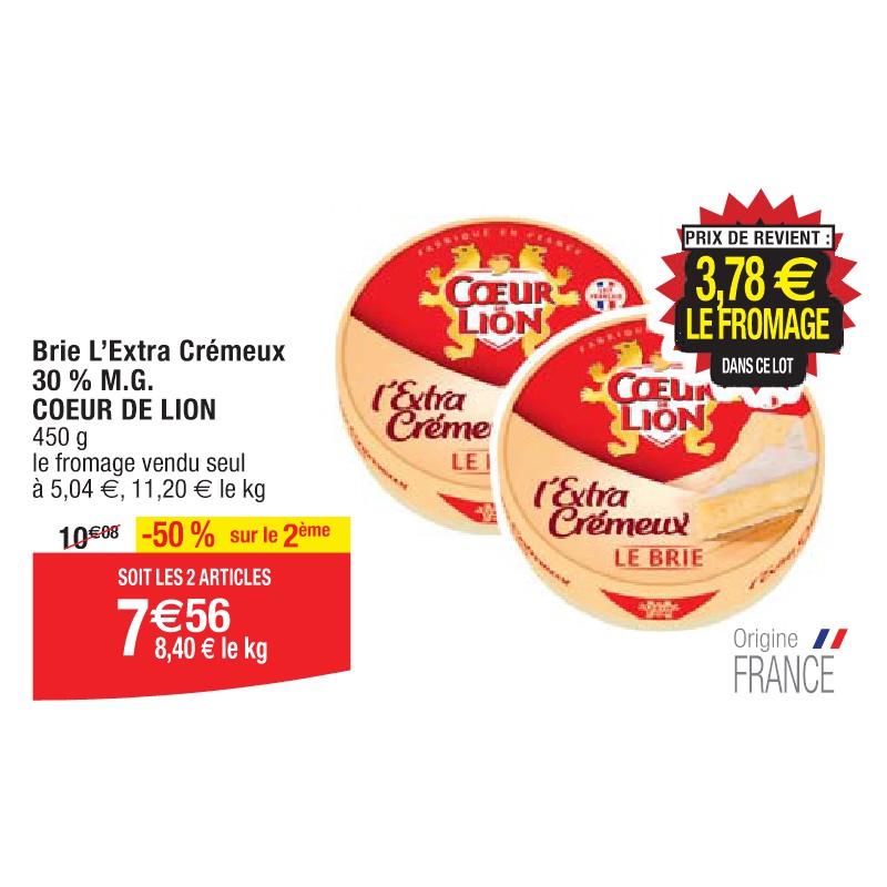 Brie L’Extra Crémeux 30 % M.G. COEUR DE LION