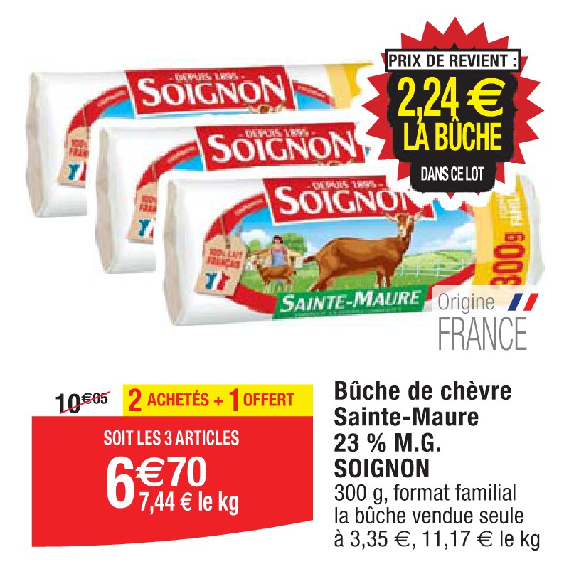 Bûche de chèvre Sainte-Maure 23 % M.G. SOIGNON