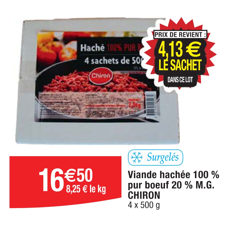 Viande hachée 100 % pur boeuf 20 % M.G. CHIRON