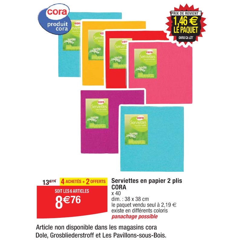 Serviettes en papier 2 plis CORA