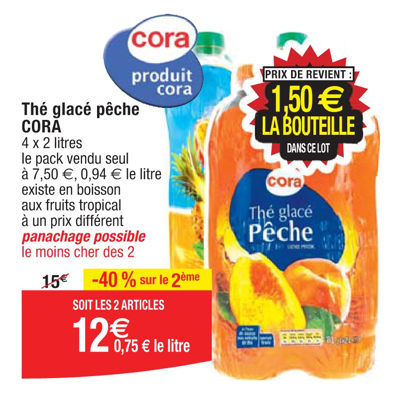 Thé glacé pêche CORA