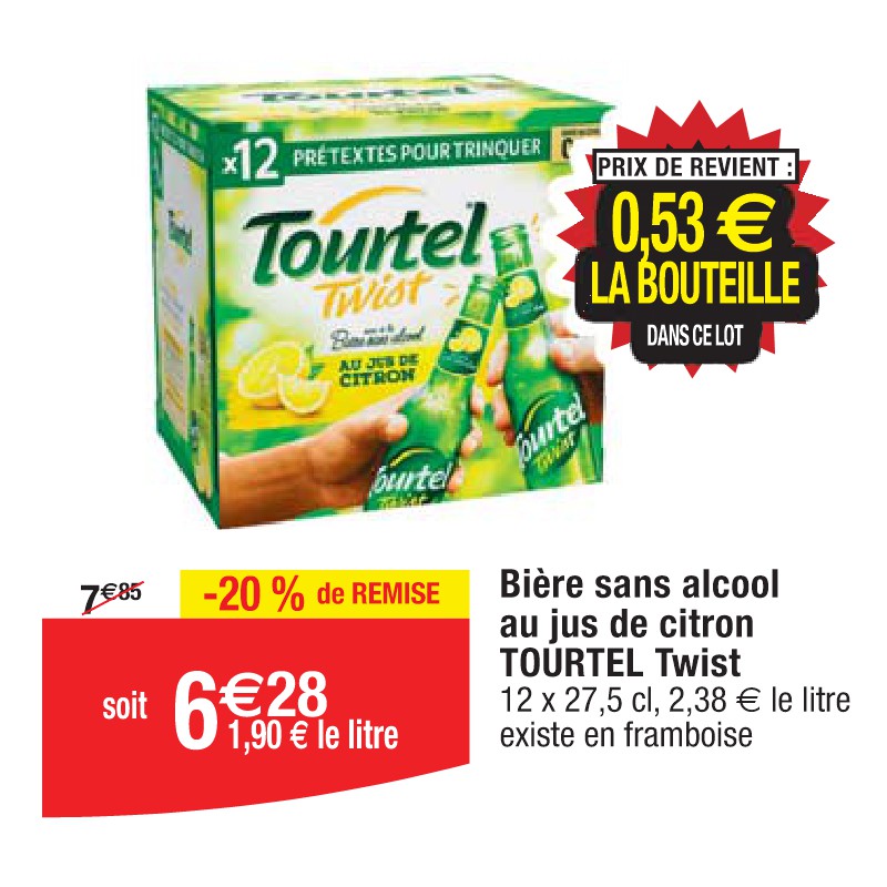 Bière sans alcool au jus de citron TOURTEL Twist