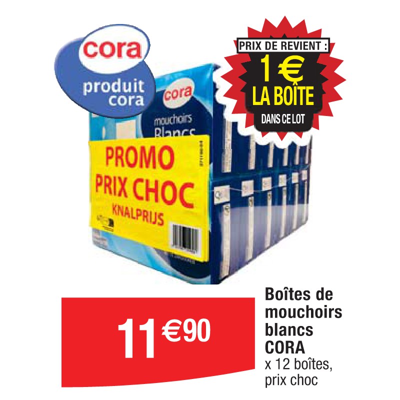 Boîtes de mouchoirs blancs CORA