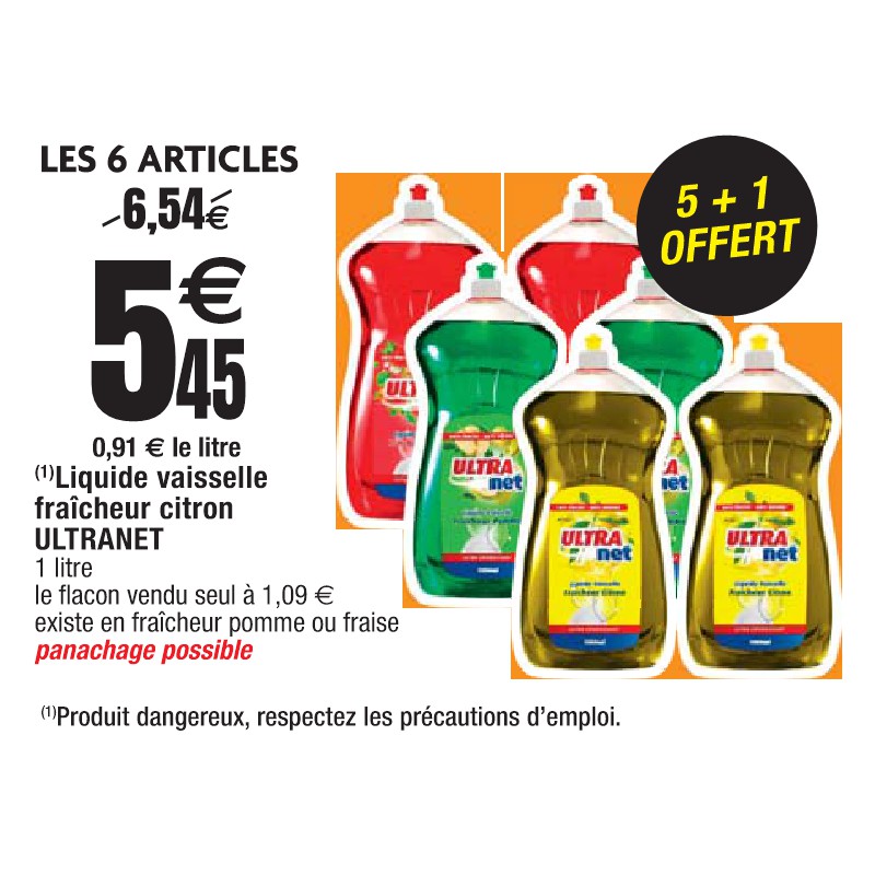 Liquide vaisselle fraîcheur citron ULTRANET