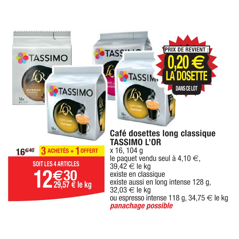 Café dosettes long classique TASSIMO L’OR