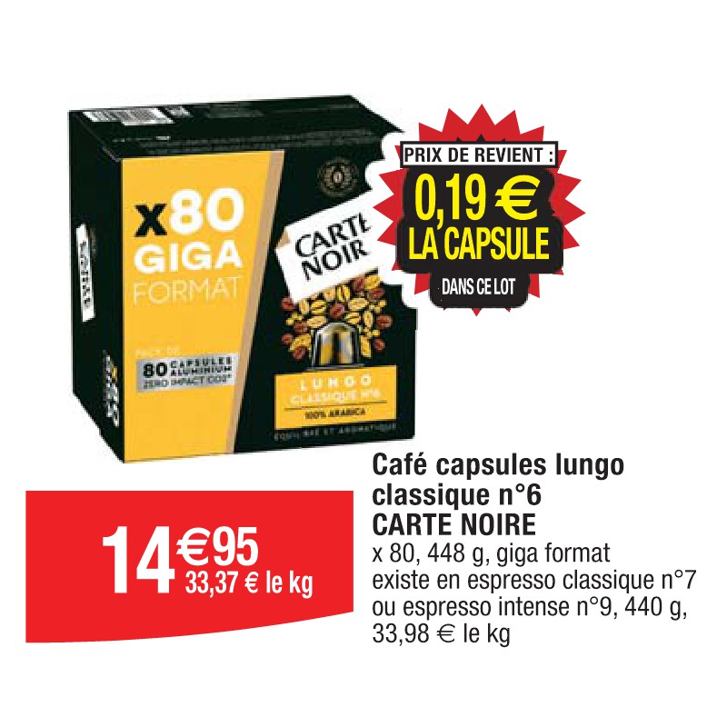 Café capsules lungo classique n°6 CARTE NOIRE