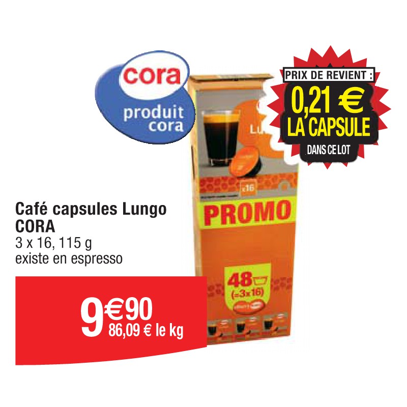 Café capsules Lungo CORA