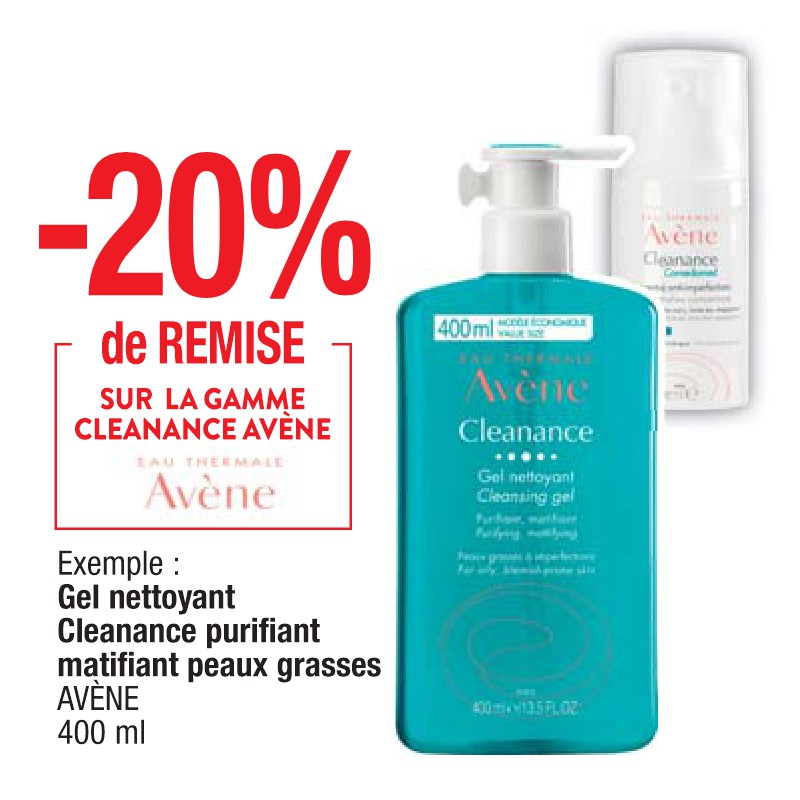 Gel nettoyant Cleanance purifiant matifiant peaux grasses AVÈNE