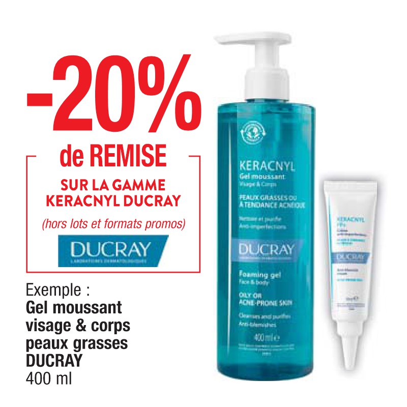 Gel moussant visage & corps peaux grasses DUCRAY