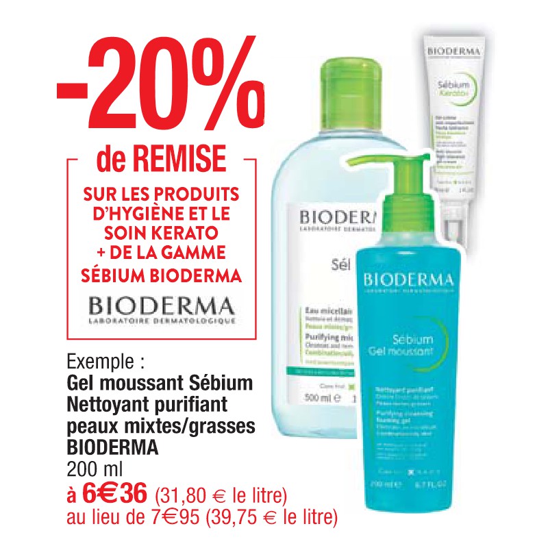 Gel moussant Sébium Nettoyant purifiant peaux mixtes/grasses BIODERMA