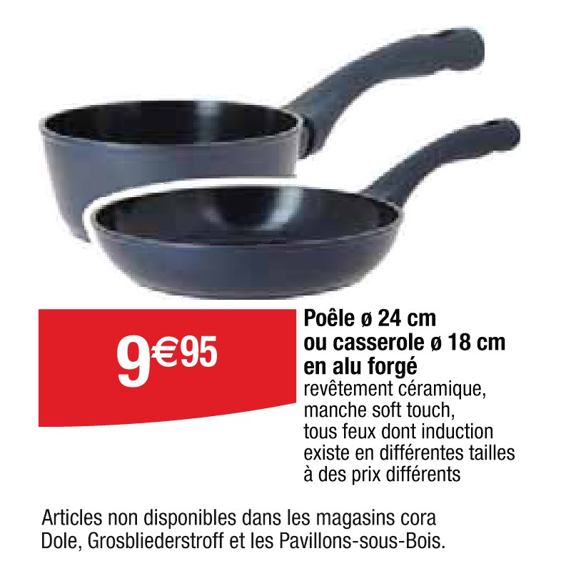 Poêle ø 24 cm ou casserole ø 18 cm en alu forgé