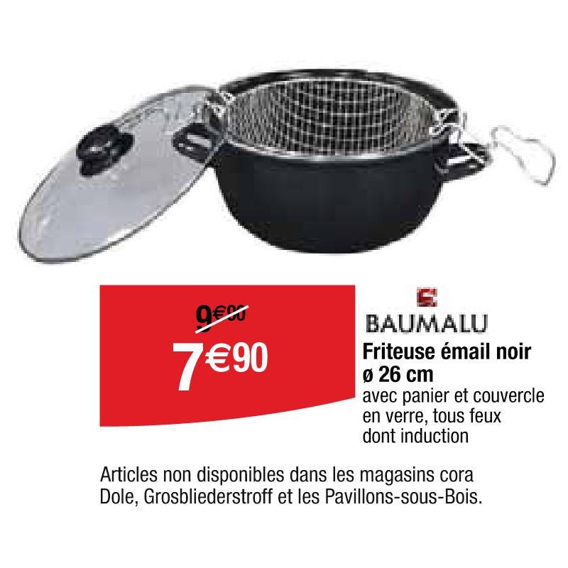 Friteuse émail noirø 26 cm