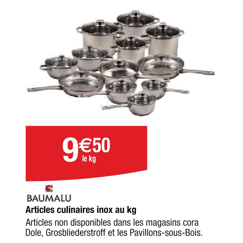 Articles culinaires inox au kg