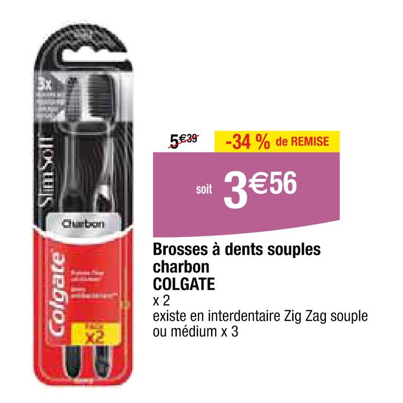 Brosses à dents souples charbon COLGATE