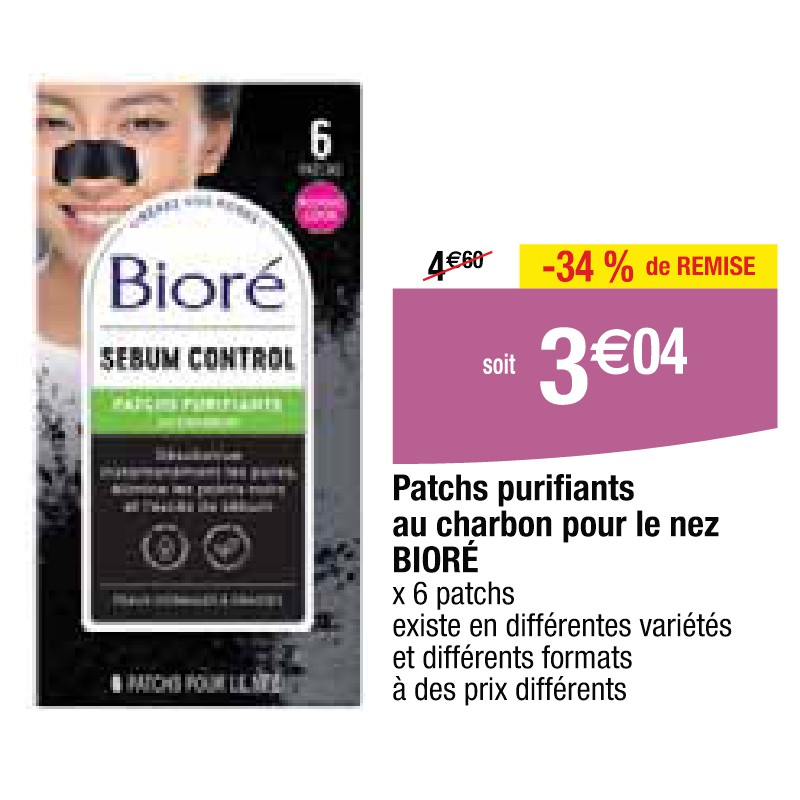 Patchs purifiants au charbon pour le nez BIORÉ