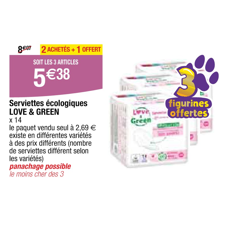 Serviettes écologiques LOVE & GREEN