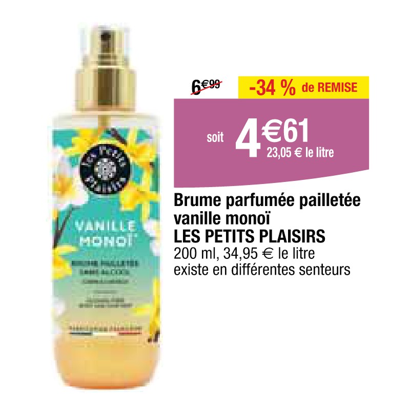 Brume parfumée pailletée vanille monoï LES PETITS PLAISIRS