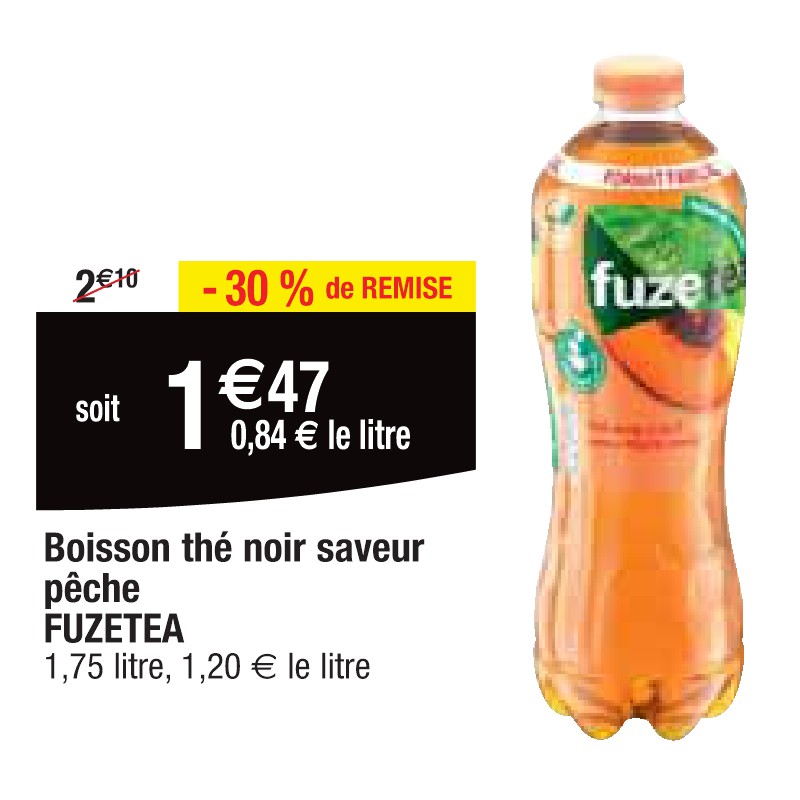 Boisson thé noir saveur pêche FUZETEA