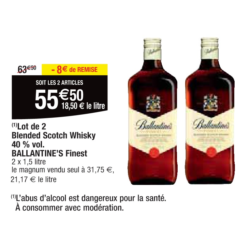 Lot de 2 Blended Scotch Whisky 40 % vol. BALLANTINE’S Finest