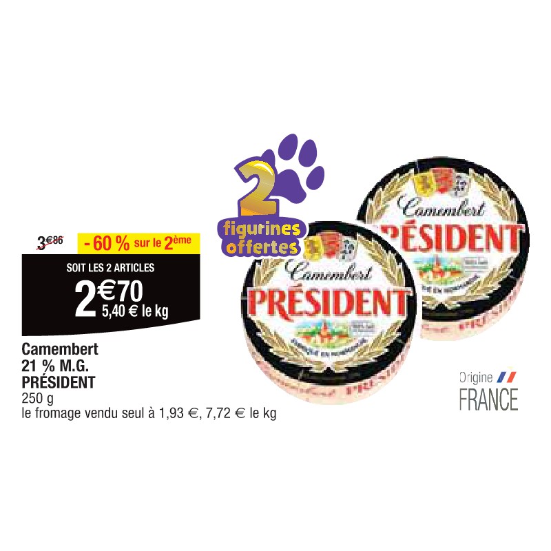 Camembert 21 % M.G. PRÉSIDENT