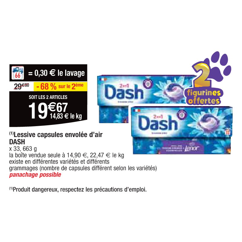 Lessive capsules envolée d’air DASH