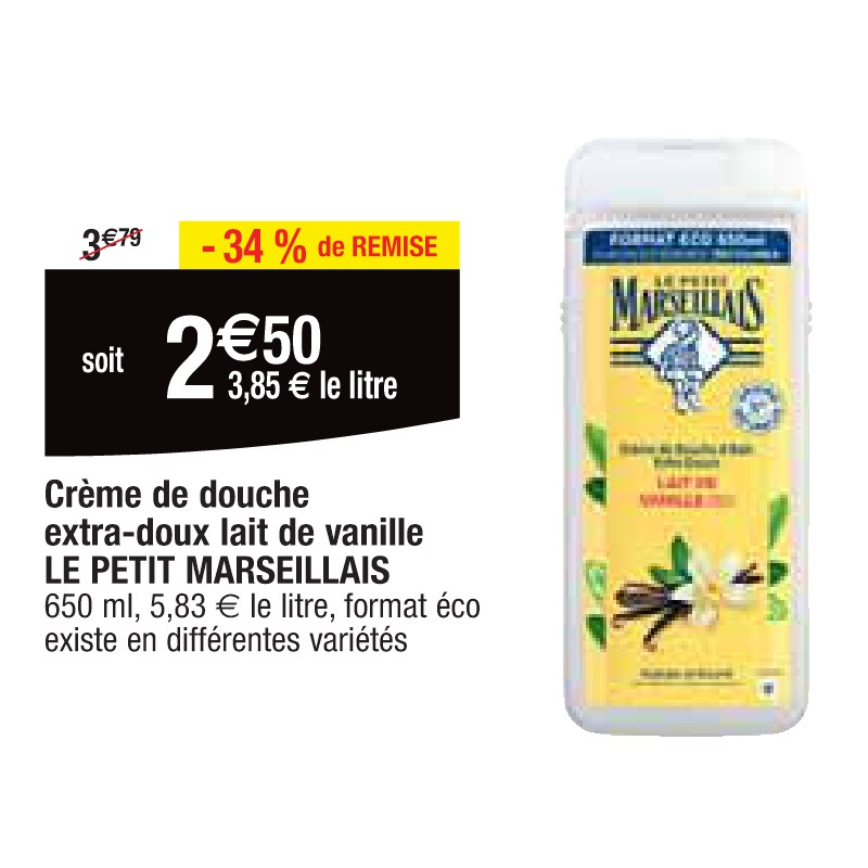 Crème de douche extra-doux lait de vanille LE PETIT MARSEILLAIS