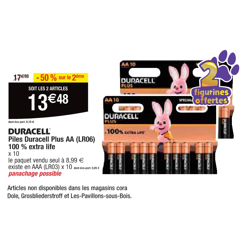 Piles Duracell Plus AA (LR06) 100 % extra life