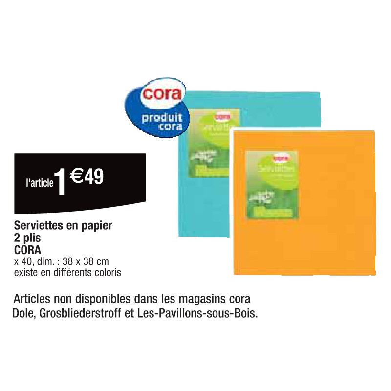 Serviettes en papier 2 plis CORA