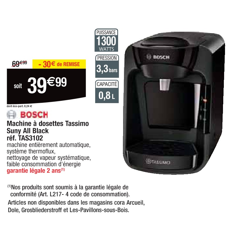 Machine à dosettes Tassimo Suny All Black réf. TAS3102