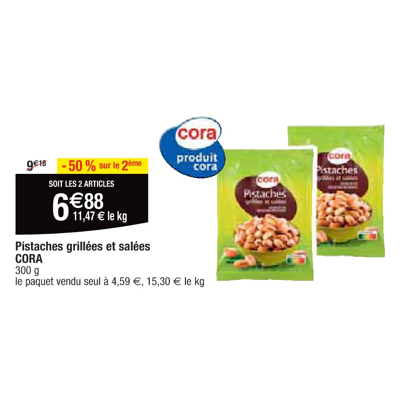 Pistaches grillées et salées CORA