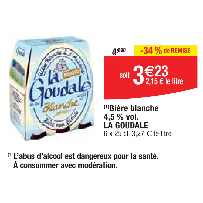 Bière blanche 4,5 % vol. LA GOUDALE