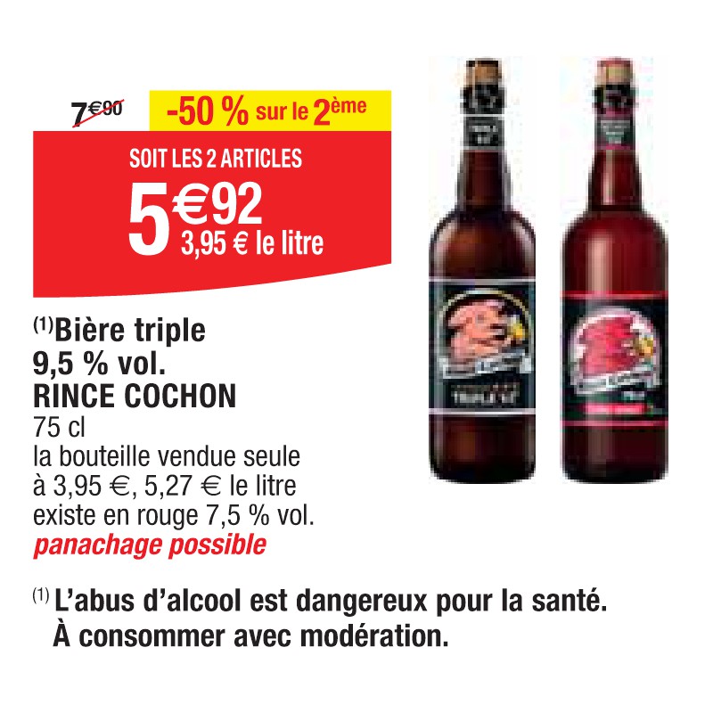 Bière triple 9,5 % vol. RINCE COCHON