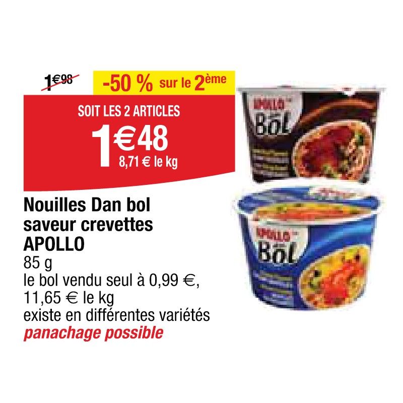 Nouilles Dan bol saveur crevettes APOLLO