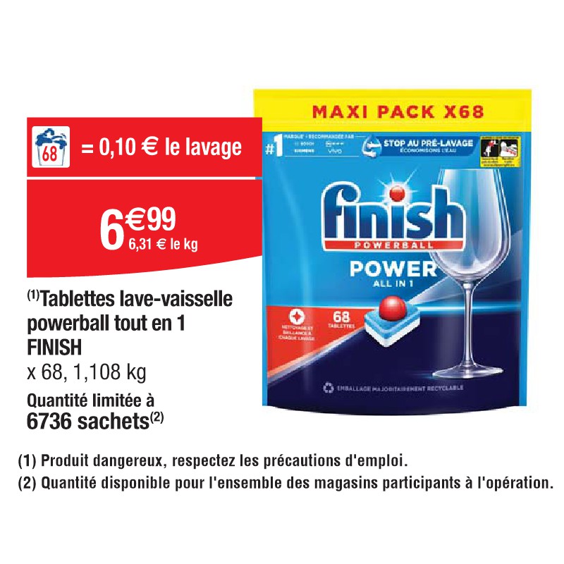 Tablettes lave-vaisselle powerball tout en 1 FINISH