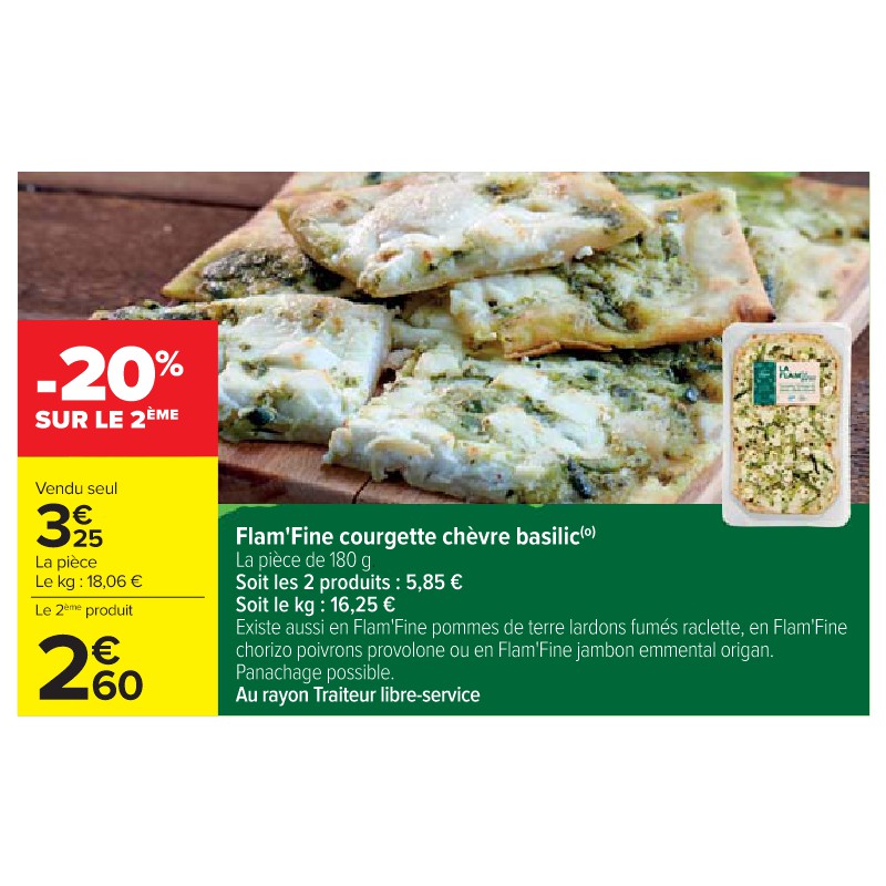 Flam'Fine courgette chèvre basilic