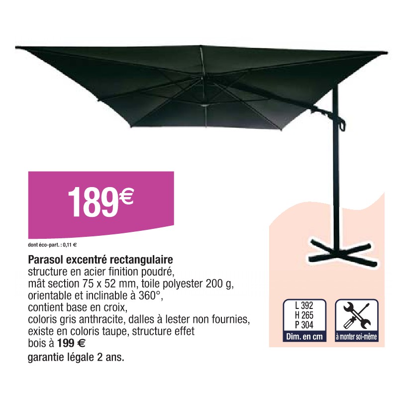 Parasol excentré rectangulaire Cora Profiter enfin de son jardin