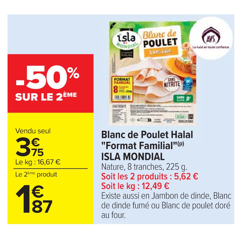 Blanc de Poulet Halal ''Format Familial'' ISLA MONDIAL