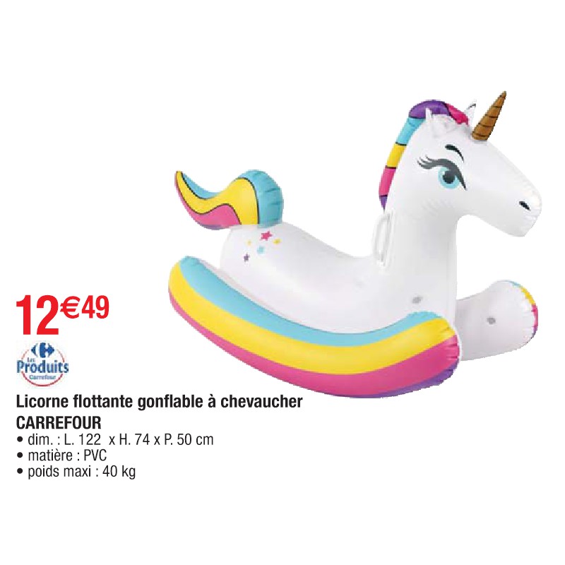 Licorne flottante gonflable à chevaucher CARREFOUR Cora Piscine et spa