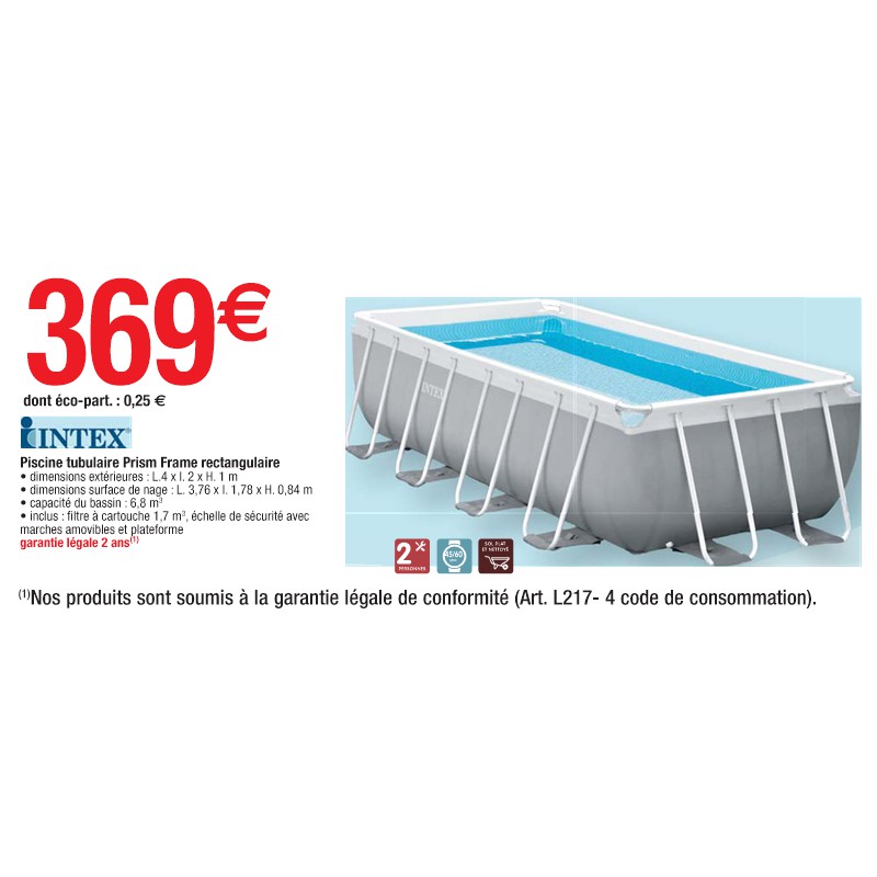 Piscine tubulaire Prism Frame rectangulaire