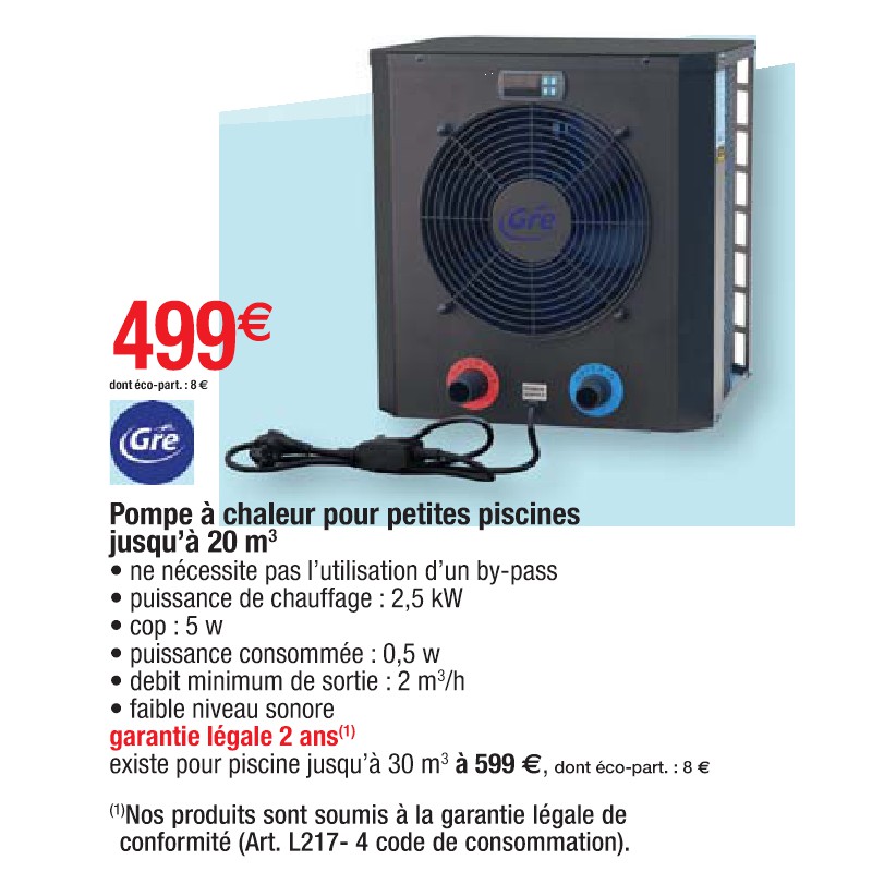 Pompe à chaleur pour petites piscines jusqu’à 20 m3