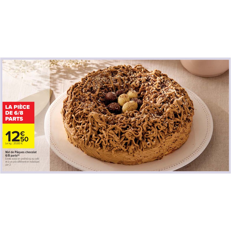 Nid de Pâques chocolat 6/8 parts Cora Joyeuse Pâques et meilleurs prix