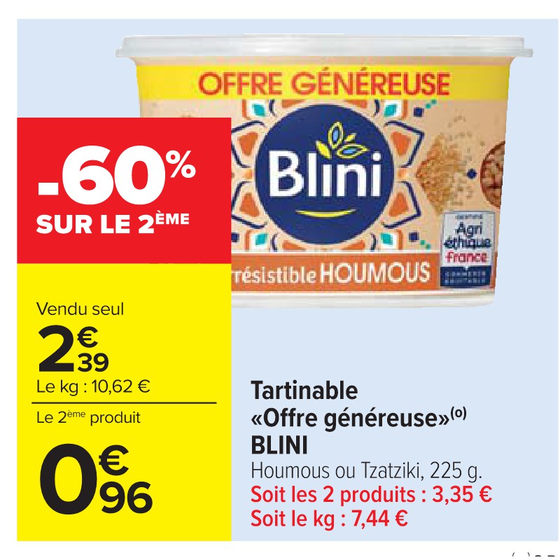 Tartinable ''Offre généreuse'' BLINI