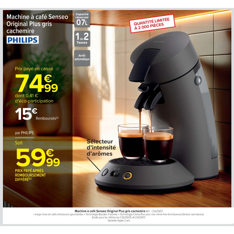 Machine à café Senseo Original Plus gris cachemire PHILIPS
