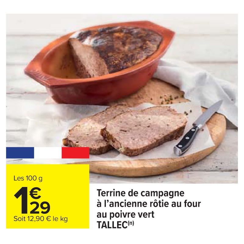 Terrine de campagne à l'ancienne rôtie au four au poivre vert TALLEC