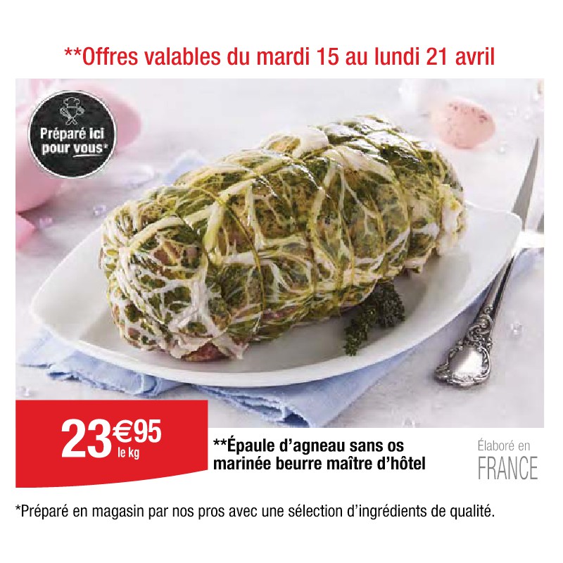 Épaule d’agneau sans os marinée beurre maître d’hôtel