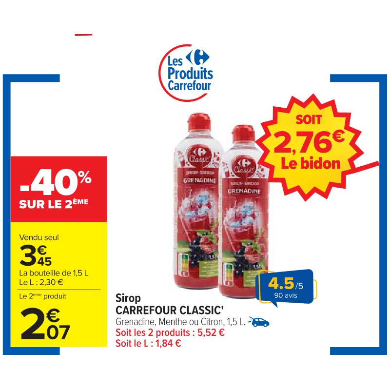 Sirop CARREFOUR CLASSIC'